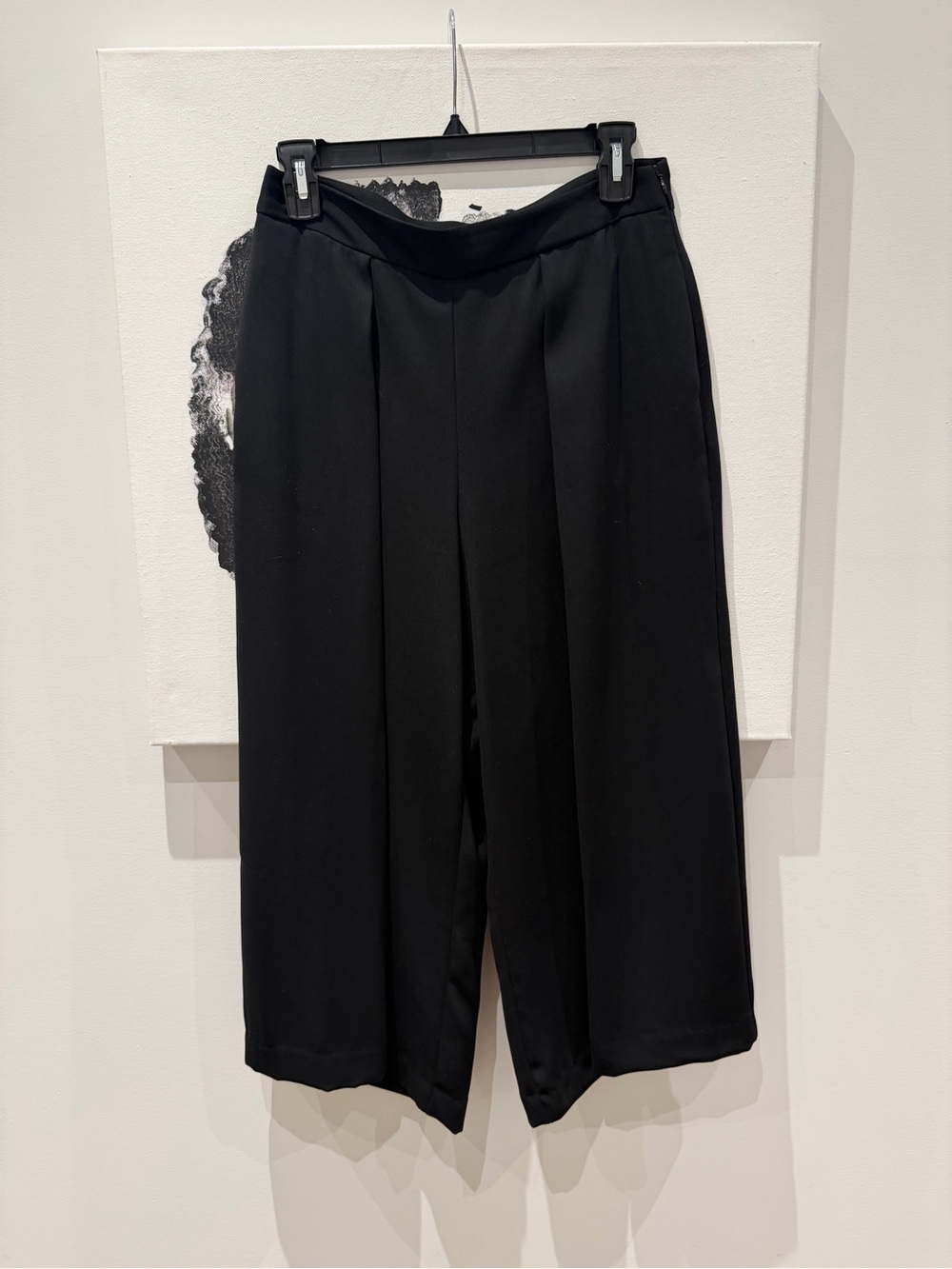 Lord & Taylor Black Wide-Leg Cropped Pants